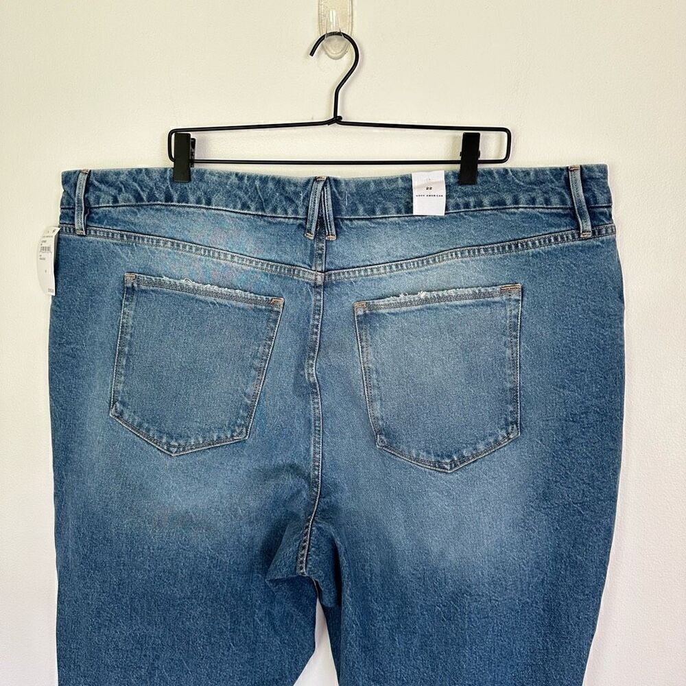 Good American Good Boy Twisted Slit Hem High Rise Indigo Jean - Picture 7 of 8